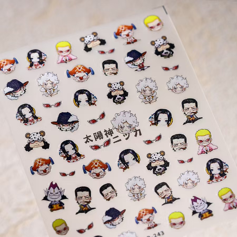 Nail Art Zoro One Piece - 1枚入り 5D 新品 ワンピース ネイルステッカー 麦わら帽子