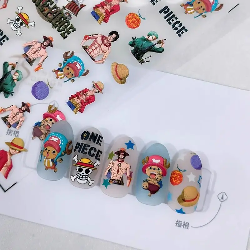 Nail Art Zoro One Piece - ワンピース新漫画ルフィチョッパーかわいいエンボス加工三次元クリエイティブ子供のネイルアートステッカーホリデーギフト