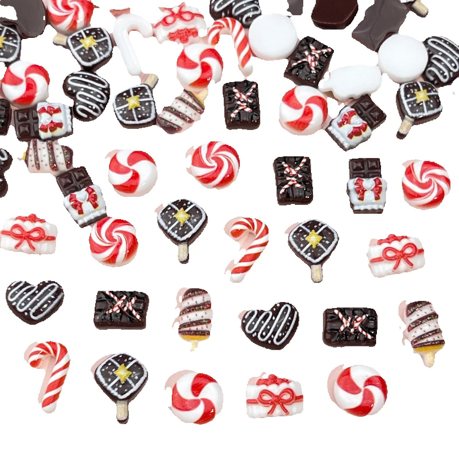 Nail Art Motif - 50個入り レジン製 ミニクリスマスチョコレートデコレーション 漫画風魔法の杖 ケーキ ポプシクル