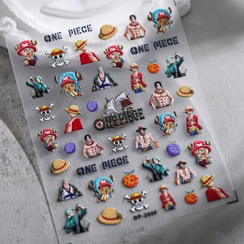 Nail Art Zoro One Piece - ワンピース 2025 新しい漫画かわいいエンボス加工三次元子供のパーソナライズされたネイルアートステッカー粘着ネイルユニバーサル