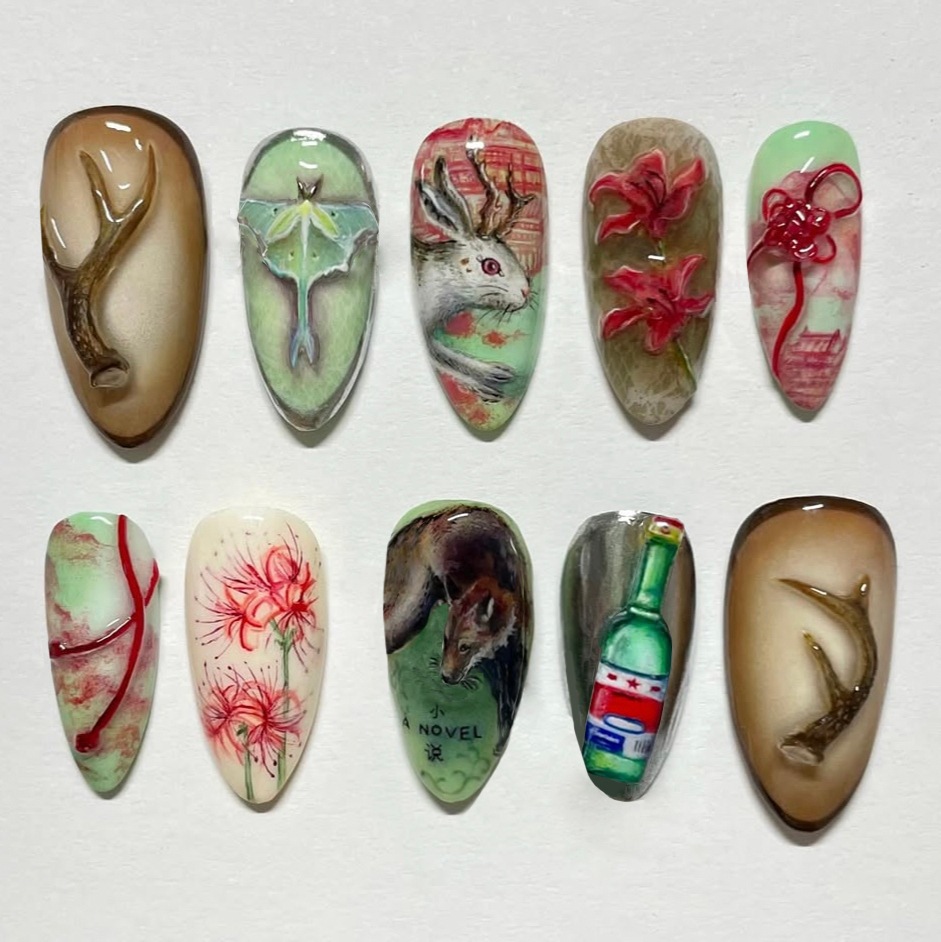 24枚入り ヴィンテージ カントリースタイル つけ爪 キュー - Nail Art Y2K のレビューと価格