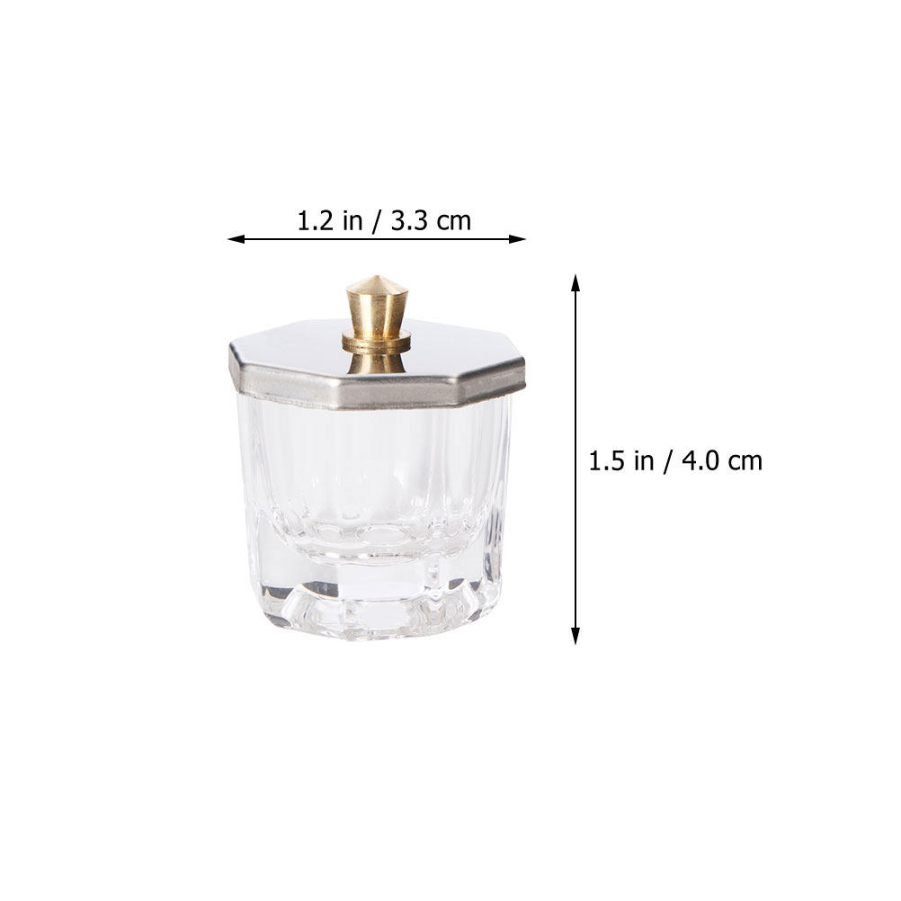 透明なガラス製のネイル用液体ボウル4個セット。八角形の蓋付き - Acrylic Powder Clear のレビューと価格