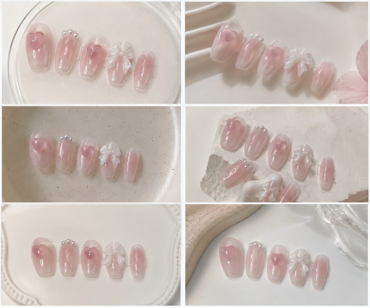 かわいいピンクの甘いプリンセス取り外し可能な手作りウェアネイ - Nail Art Y2K のレビューと価格