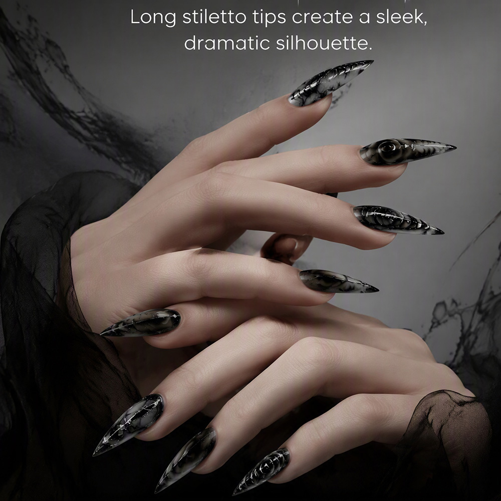 スティレットゴシックプレスオンネイル30枚入り 光沢アクリル - Nail Art Y2K のレビューと価格