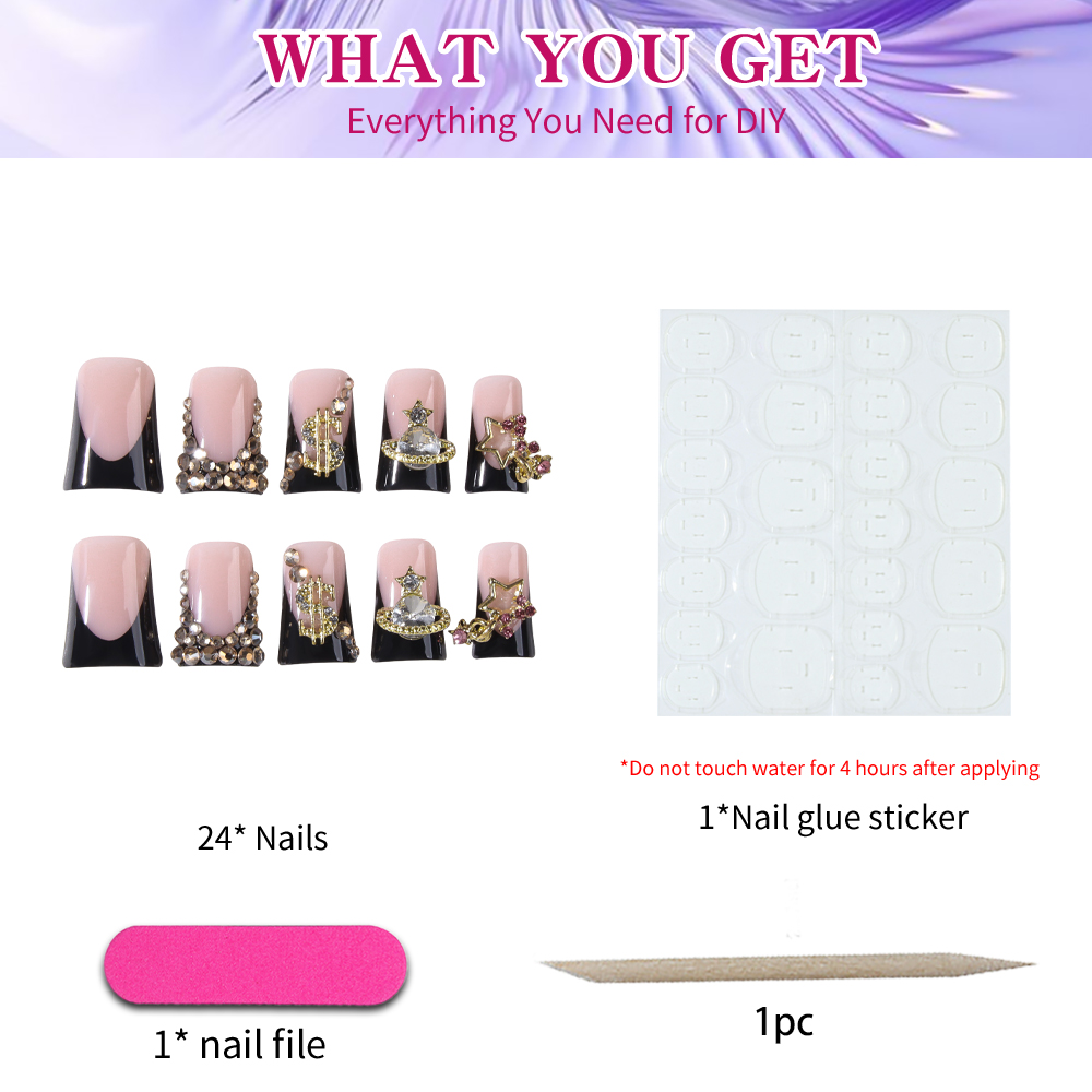 Y2Kスタイルのダックビル型フレンチプレスネイル24個、3D - Nail Art Y2K のレビューと価格