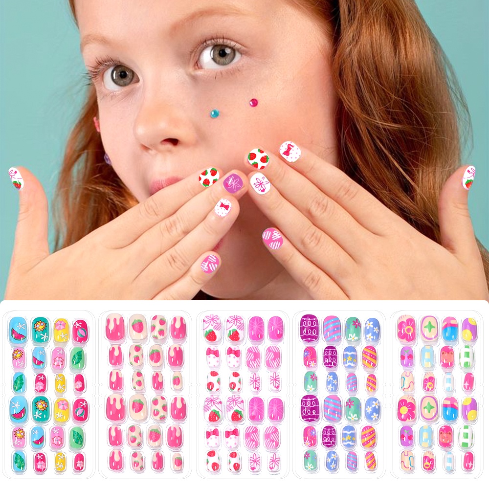 120 個 5 セットキャンディーキッズプレスオンネイル子供 - Nail Art Y2K のレビューと価格