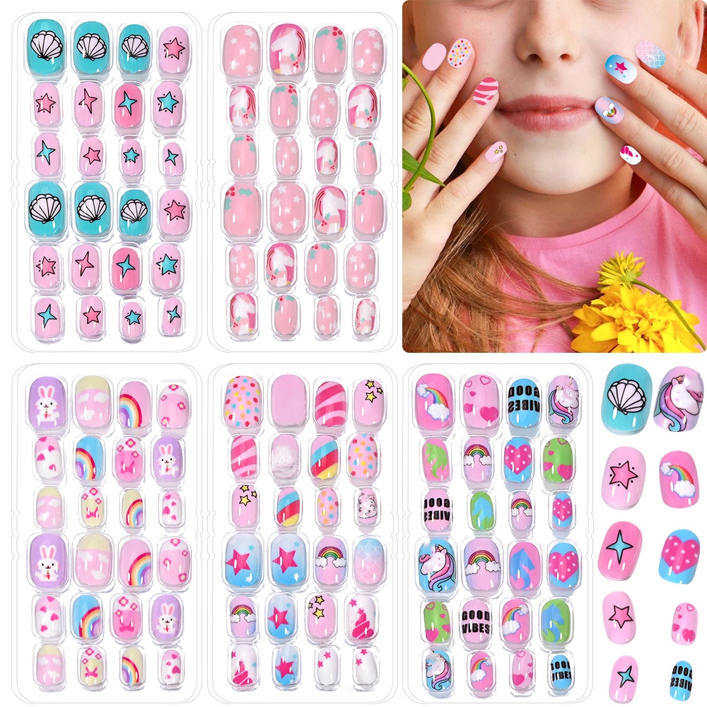 120 個 5 セットキャンディーキッズプレスオンネイル子供 - Nail Art Y2K のレビューと価格