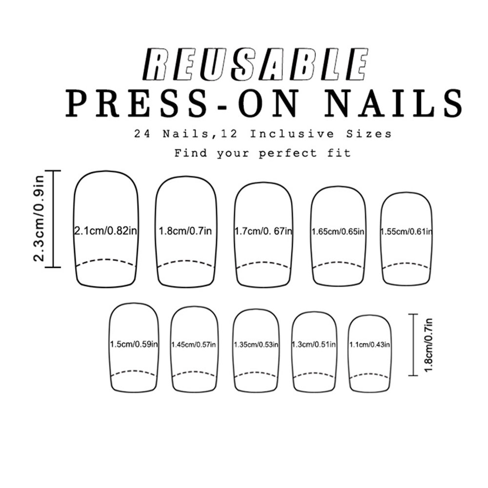 24 ピース/セットカラフルなフェイクネイル Y2K イエロ - Nail Art Y2K のレビューと価格